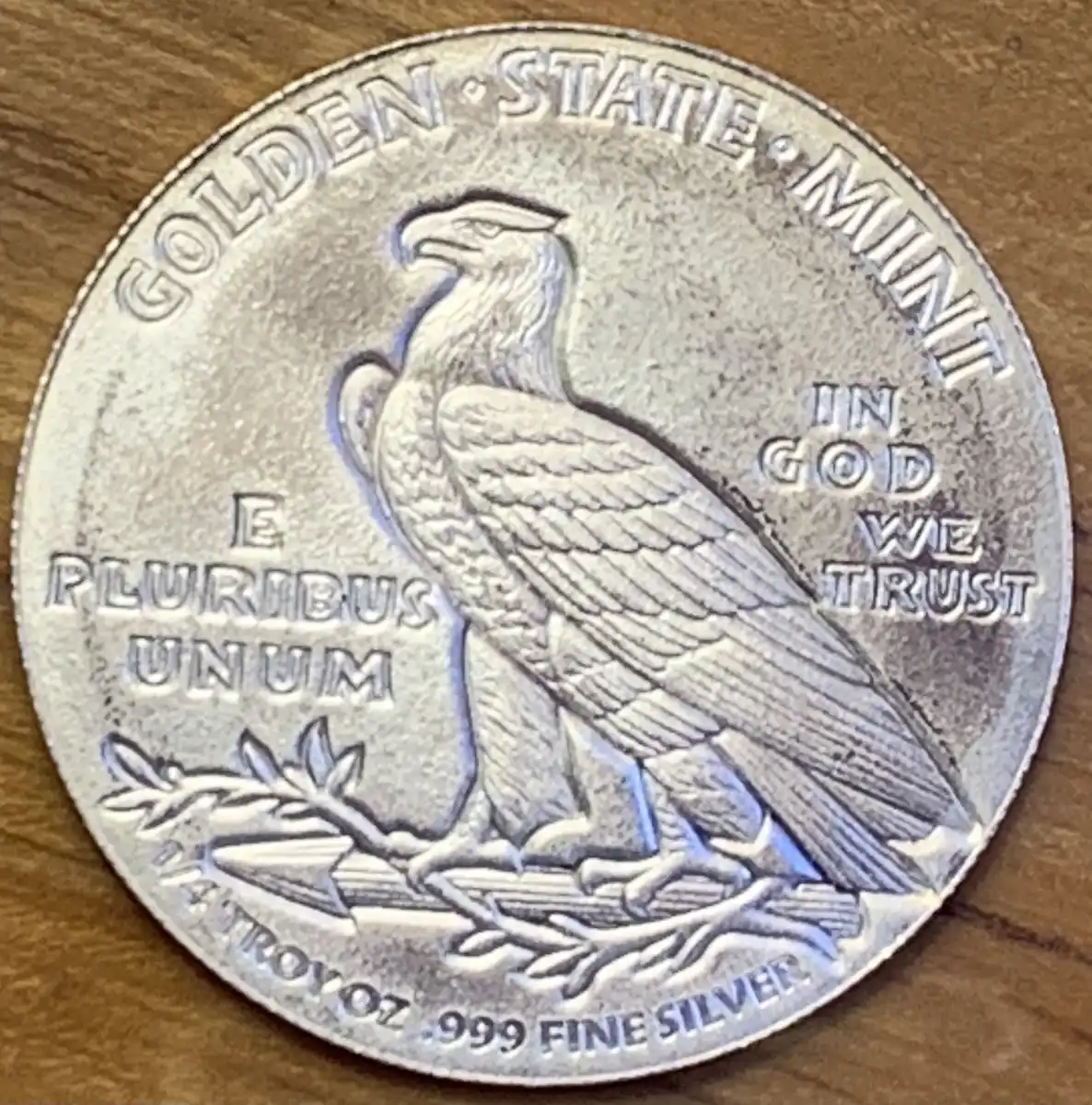 1/4-Oz-Incuse-Indian-Silver-Round-.999-Fine-Bullion